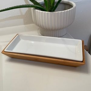 Threshold Bamboo & Ceramic Bathroom Tray